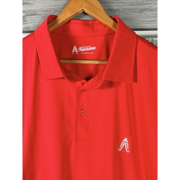 Royal And Awesome Polo Shirt Mens XXL Red Short Sleeve Golf MINT - Picture 2 of 8
